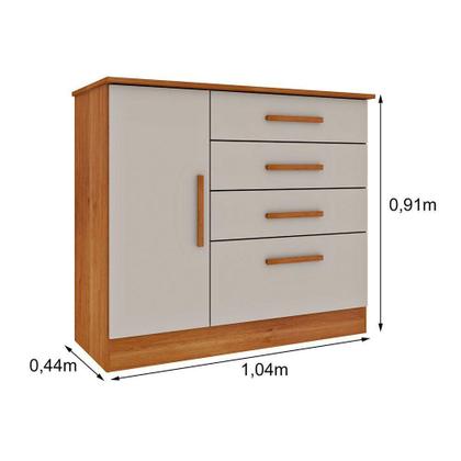 Imagem de Cômoda de Quarto Chicago c/ 1 Porta e 4 Gavetas Cinamomo/Off White - Tcil Móveis