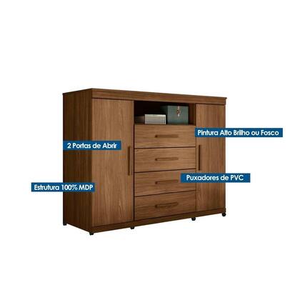 Imagem de Cômoda de Quarto Master c/ 2 Portas 1 Nicho e 4 Gavetas Branco - Santos Andirá
