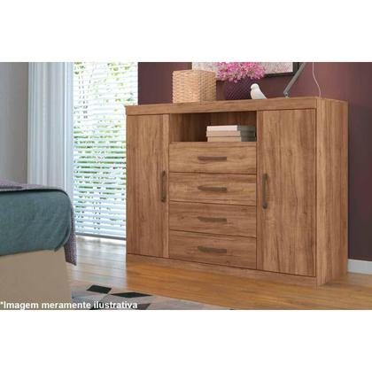 Imagem de Cômoda de Quarto Master c/ 2 Portas 1 Nicho e 4 Gavetas c/ Pés jatoba/Areia - Santos Andirá