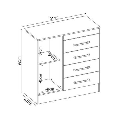 Imagem de Cômoda de Quarto Montevideu c/ 1 Porta e 4 Gavetas Amêndola - Demóbile