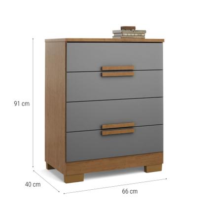 Imagem de Cômoda de Quarto Napoles com 4 Gavetas em MDF MDP  Design Moderno e Compacto