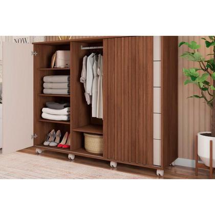 Imagem de Cômoda de Quarto Pegasus c/ 2 Portas e 5 Gavetas Buriti/Off White - Caemmun