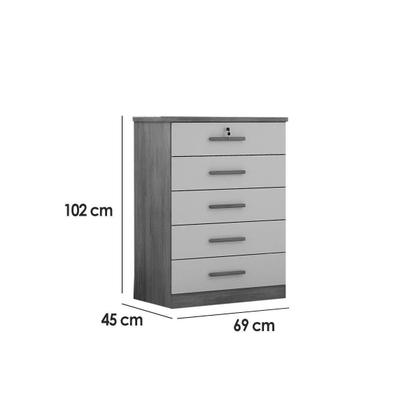 Imagem de Cômoda de Quarto Suíça/Austria c/ 5 Gavetas Cumaru/Fendi 25 - Novo Horizonte