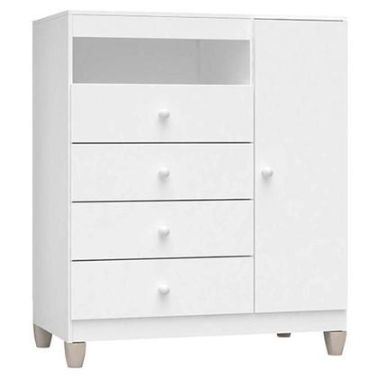 Imagem de Cômoda E Guarda Roupa 4 Portas Ternura Baby Branco Flex - Incorplac