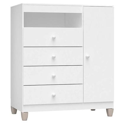 Imagem de Cômoda e Guarda Roupa 6 Portas Baby Kids Branco Brilho  Incorplac