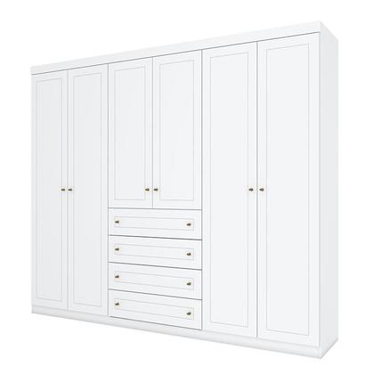 Imagem de Cômoda e Guarda Roupa Casal 6 Portas Mississipi Branco HP  Henn
