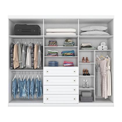 Imagem de Cômoda e Guarda Roupa Casal 6 Portas Mississipi Branco HP  Henn