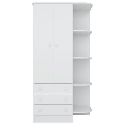 Imagem de Cômoda e Guarda Roupa Infantil com Cantoneira Doce Sonho Branco - Qmovi