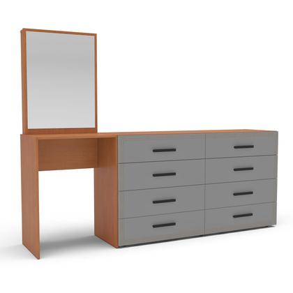 Imagem de Cômoda e Penteadeira de Luxo com Espelho 210cm 8 Gavetas Valência Politorno Móveis