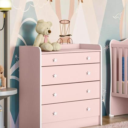 Imagem de Cômoda e Roupeiro com 2 Portas Montreal Rosa Acetinado