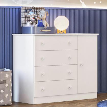 Imagem de Cômoda e Roupeiro com 3 Portas Leicester Branco Branco