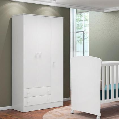 Imagem de Cômoda e Roupeiro com 3 Portas Leicester Branco Branco