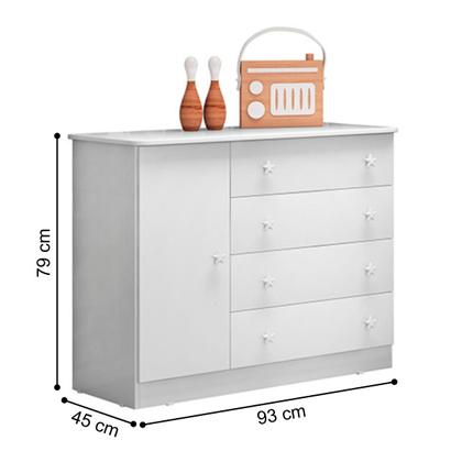 Imagem de Cômoda e Roupeiro com 3 Portas Leicester Branco Branco