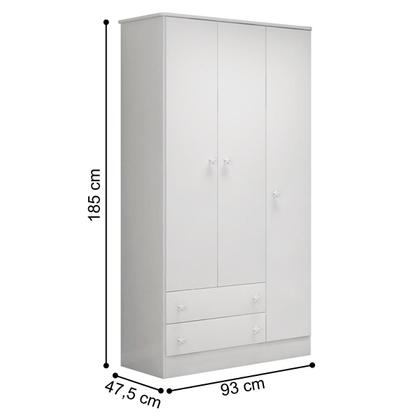 Imagem de Cômoda e Roupeiro com 3 Portas Leicester Branco Branco