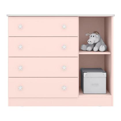 Imagem de Cômoda e Roupeiro com 3 Portas Leicester Rosa Acetinado