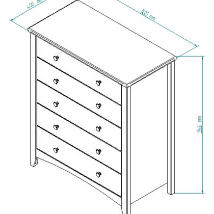 Imagem de Cômoda em Mdf 5 Gavetas - Olivia 40cm X 80,1 Cm X 94,6 Cm