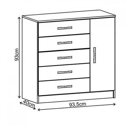 Imagem de Cômoda Evidencia com Sapateira e 5 Gavetas Cor Preto