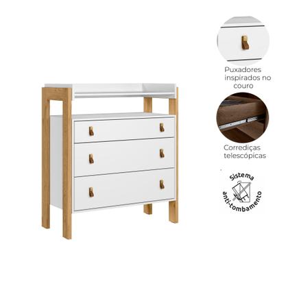 Imagem de Cômoda Fantasia 3 Gavetas Com Nicho Branco