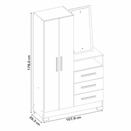 Imagem de Cômoda Flex 3 Gavetas 2 Portas com Pés e Espelho NT5165 Notável Móveis
