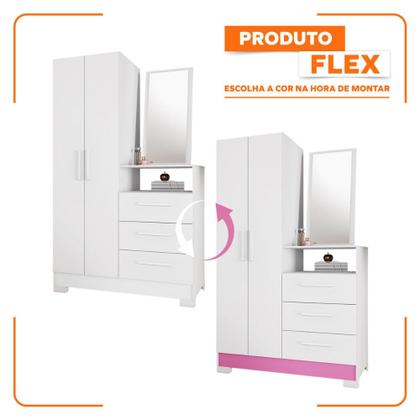 Imagem de Cômoda Flex 3 Gavetas 2 Portas com Pés e Espelho NT5165 Notável Móveis