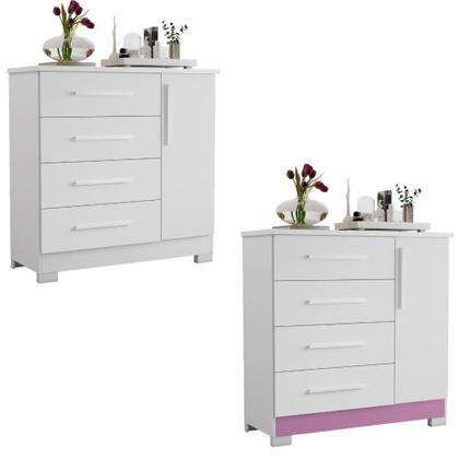 Imagem de Cômoda Flex 4 Gavetas 1 Porta com Pés NT 5185 Notável Móveis