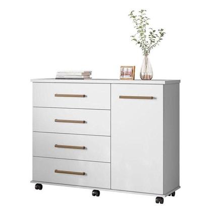 Imagem de Cômoda Flora E Guarda Roupa Casal Venice 62580 Branco Brilho - Demóbile