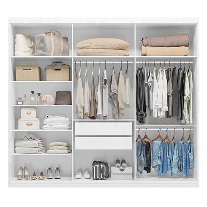 Imagem de Cômoda Flora E Guarda Roupa Casal Venice 62580 Branco Brilho - Demóbile