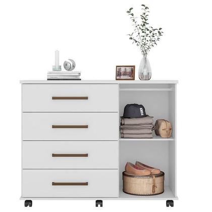 Imagem de Cômoda Flora e Guarda Roupa Casal Verso Branco - Demóbile
