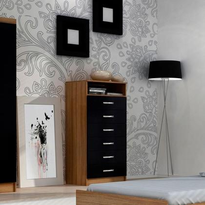 Imagem de Cômoda Gaia 6 Gavetas Imbuia e Preto Evidência