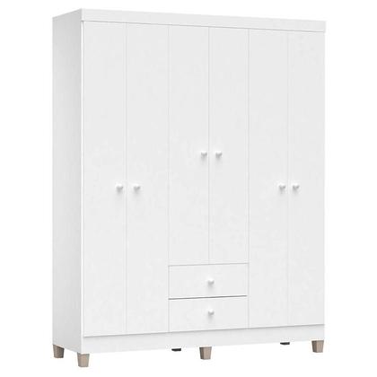 Imagem de Cômoda Gaveteiro e Guarda Roupa 6 Portas Ternura Baby Branco Brilho  Incorplac