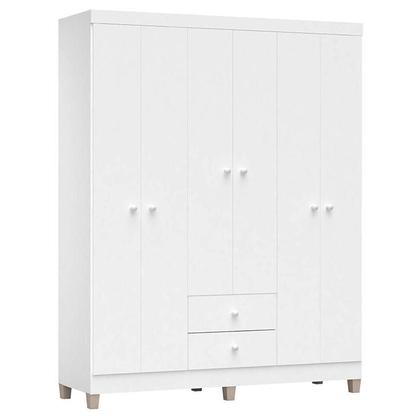Imagem de Cômoda Gaveteiro e Guarda Roupa 6 Portas Ternura Baby Branco Brilho  Incorplac