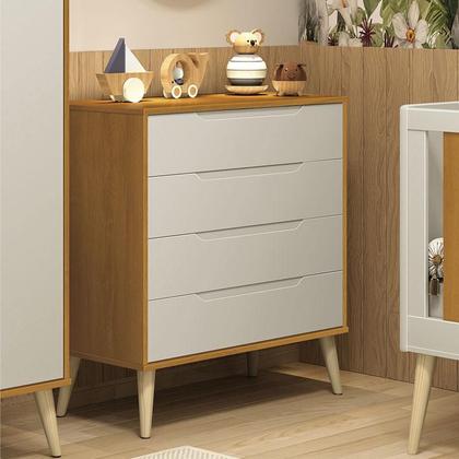 Imagem de Cômoda Gaveteiro Retrô Elfe Areia Acetinado Savana Natural - Reller