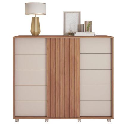 Imagem de Cômoda Grande 2 Portas 5 Gavetas Marrom Pegasus Caemmun