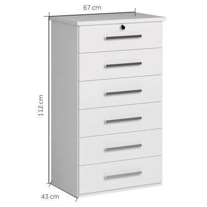 Imagem de Cômoda Grande 6 Gavetas com Fechadura 1327 Ilan Branca