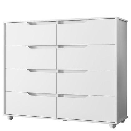 Imagem de Cômoda Grande 8 Gavetas Doble Branco Freijó