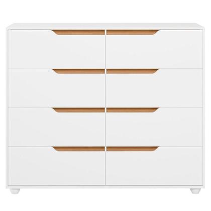Imagem de Cômoda Grande 8 Gavetas Doble Branco Freijó