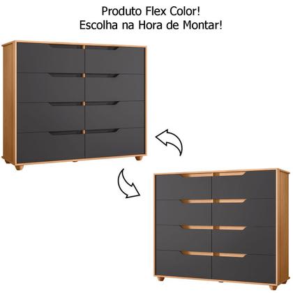 Imagem de Cômoda Grande 8 Gavetas Doble Flex