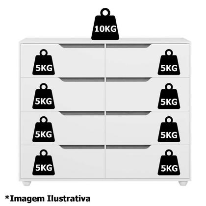 Imagem de Cômoda Grande 8 Gavetas Doble Flex