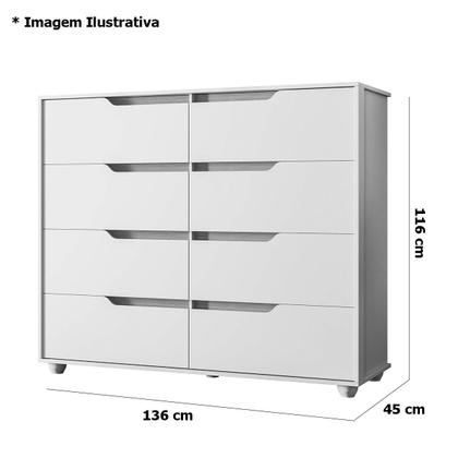 Imagem de Cômoda Grande 8 Gavetas Doble Flex