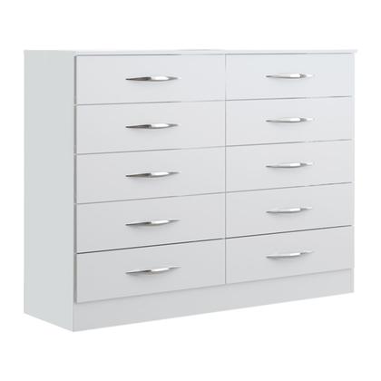 Imagem de Cômoda Grande com 10 Gavetas para Quarto Casal 117cm Branco