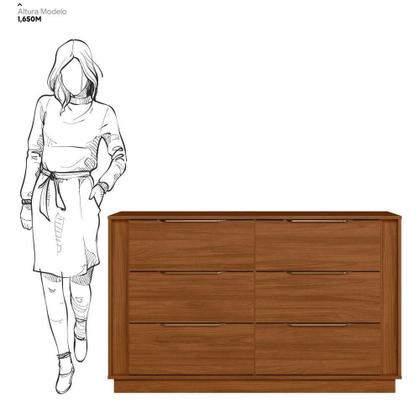 Imagem de Cômoda Grande Com 6 Gavetas Giane Nogueira