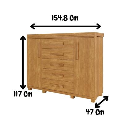 Imagem de comoda grande para quarto e mini roupeiro 5 gavetas infantil ou adulto