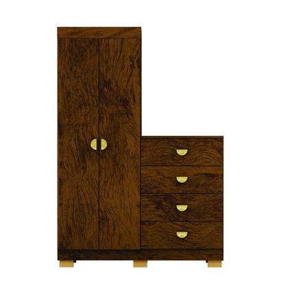 Imagem de Cômoda Guarda-Roupa 4 Gavetas 2 Portas Cristal Imbuia Rústico - Vila Rica