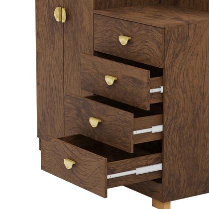 Imagem de Cômoda Guarda-Roupa 4 Gavetas 2 Portas Cristal Imbuia Rústico - Vila Rica