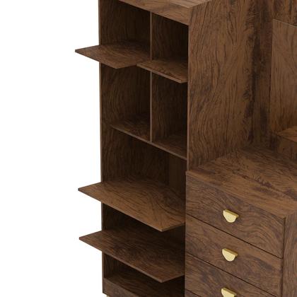 Imagem de Cômoda Guarda-Roupa 4 Gavetas 2 Portas Cristal Imbuia Rústico - Vila Rica