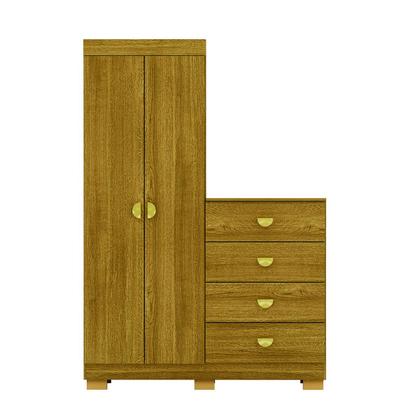 Imagem de Cômoda Guarda-Roupa 4 Gavetas 2 Portas Cristal Nature - Vila Rica