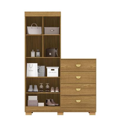 Imagem de Cômoda Guarda-Roupa 4 Gavetas 2 Portas Cristal Nature - Vila Rica