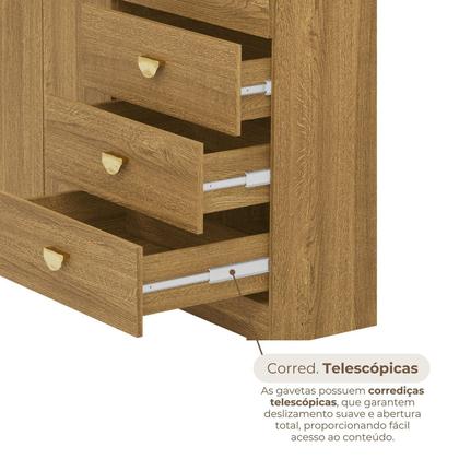 Imagem de Cômoda Guarda-roupa Cristal 2 Portas 4 Gavetas