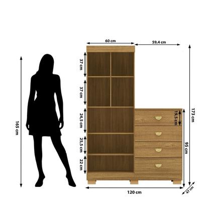 Imagem de Cômoda Guarda-roupa Cristal 2 Portas 4 Gavetas