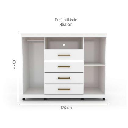 Cômoda Havana Master 2 PT 4 GV Branca - Santos Andirá Imagem de Cômoda Havana Master 2 PT 4 GV Branca
